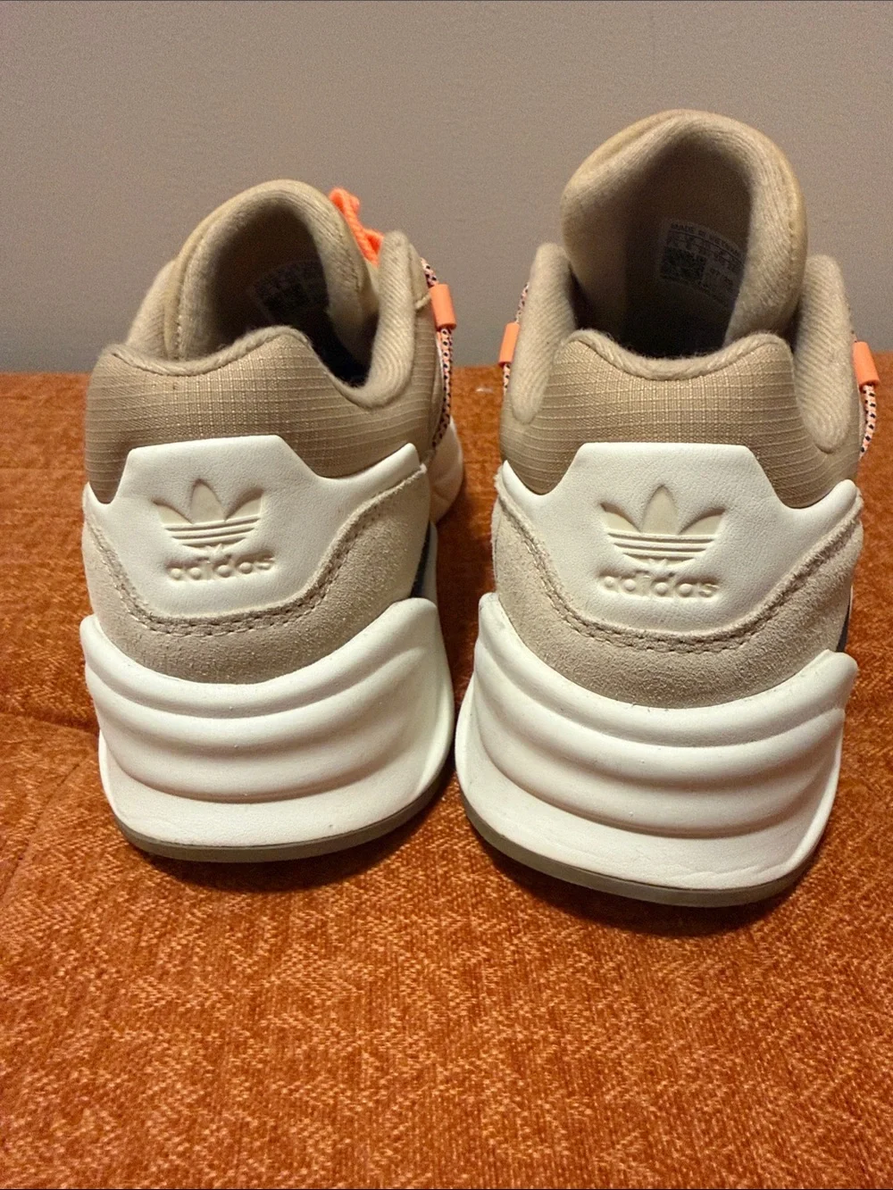 Adidas Men’s Beige and Orange Lace Casual Sneakers